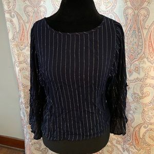 Women’s flowy sleeve, navy blouse